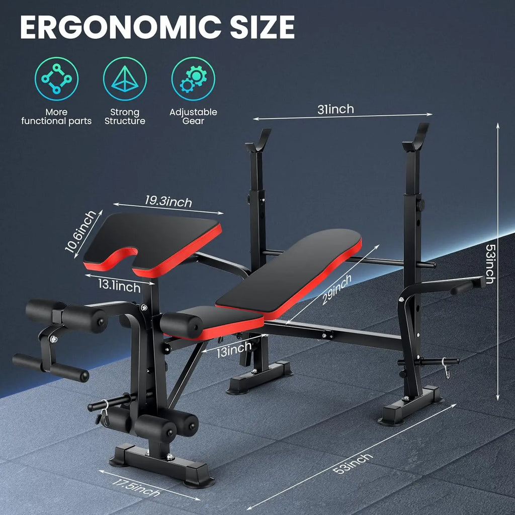 6 in 1 Weight Bench Set with Squat Rack