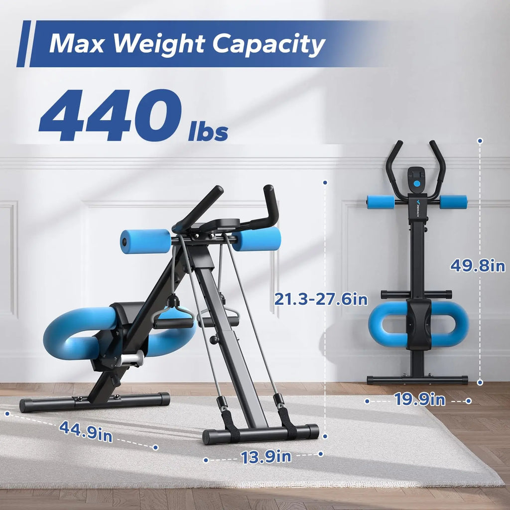 Adjustable Ab Machine – Foldable Ab Workout Equipment with Knee Protection & LCD Display for Home Gym Core Training