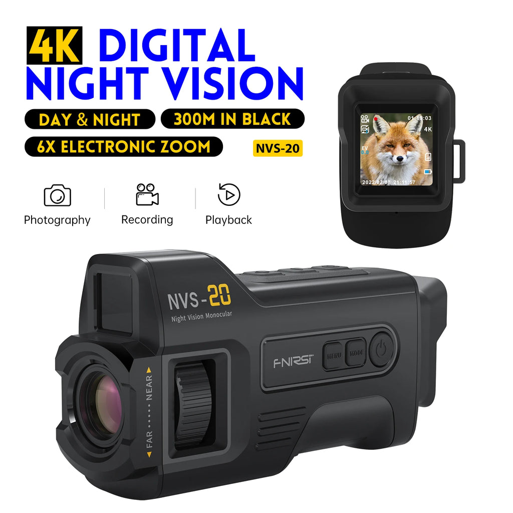 NVS‑20 4K HD Monocular Night Vision Goggles 6X Digital Zoom 300m Hunting Camping Scope Day and Night Dual Use
