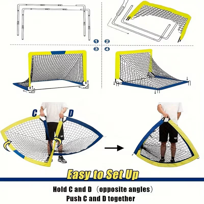 4'x 3' Portable  Soccer Goals for Backyard or Indoors
