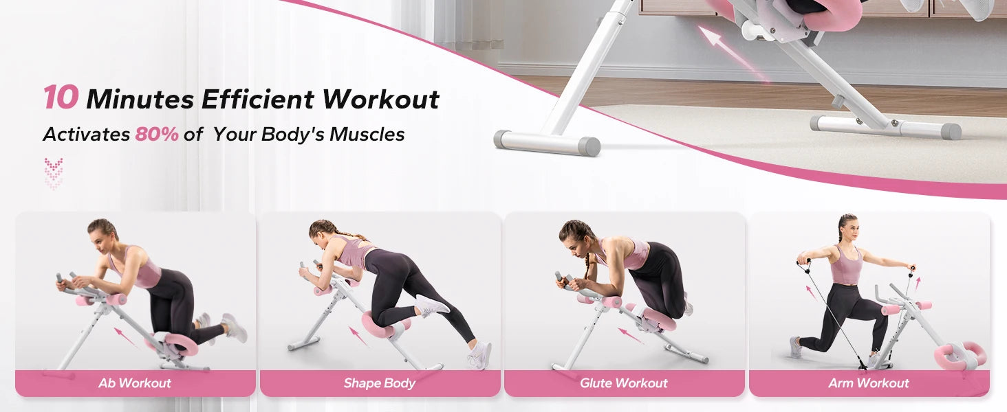 Adjustable Ab Machine – Foldable Ab Workout Equipment with Knee Protection & LCD Display for Home Gym Core Training