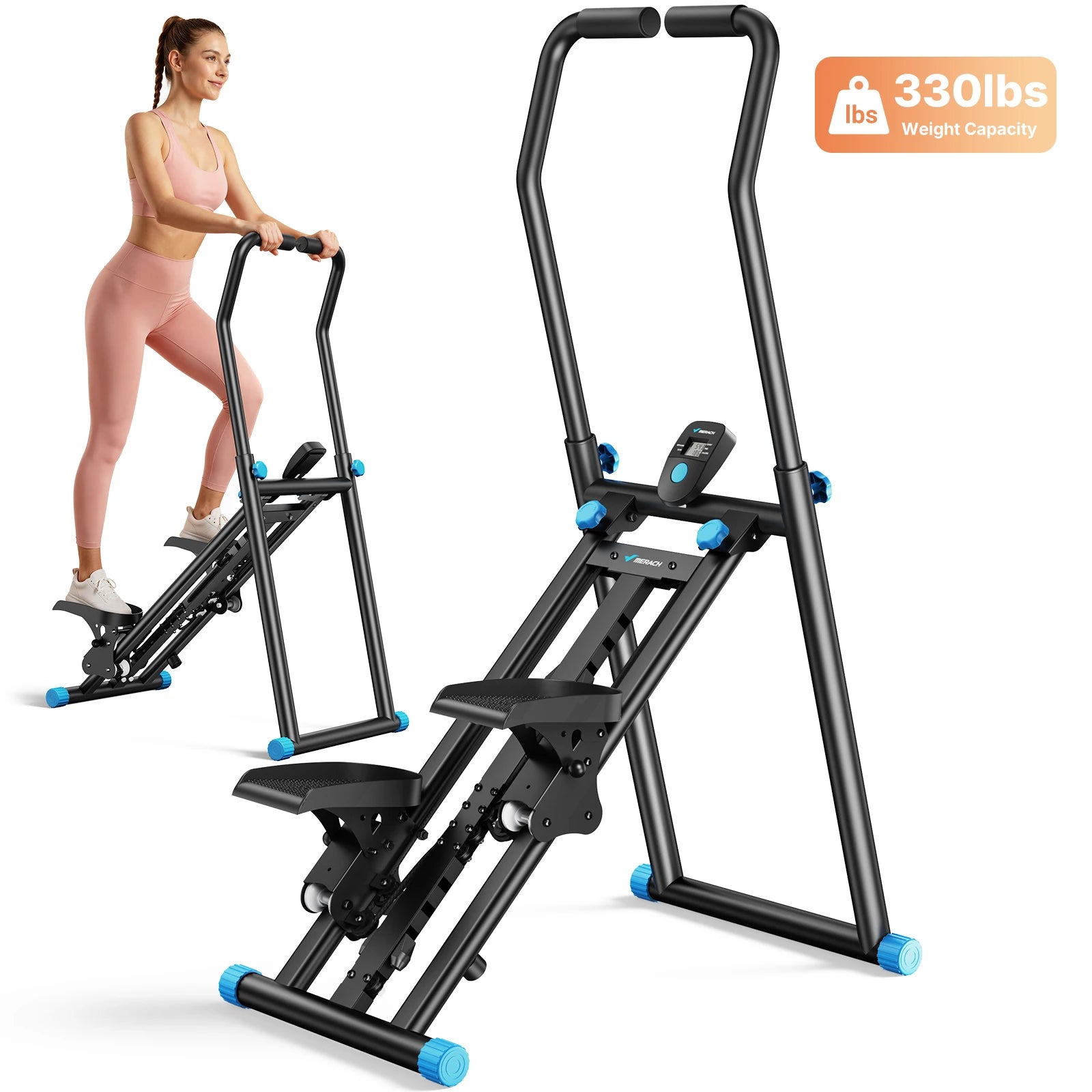 Stair Stepper Foldable Full Body Workout Silent Multi Functional Adjustable Fitness Climbing Machine for Home Exercise Running