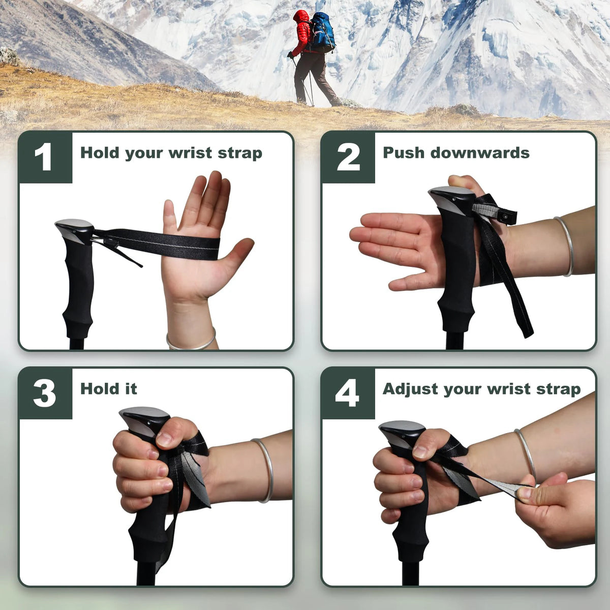 Ultralight Aluminum Alloy 5 Section Folding Trekking Pole for Hiking Mountaineering and Walking