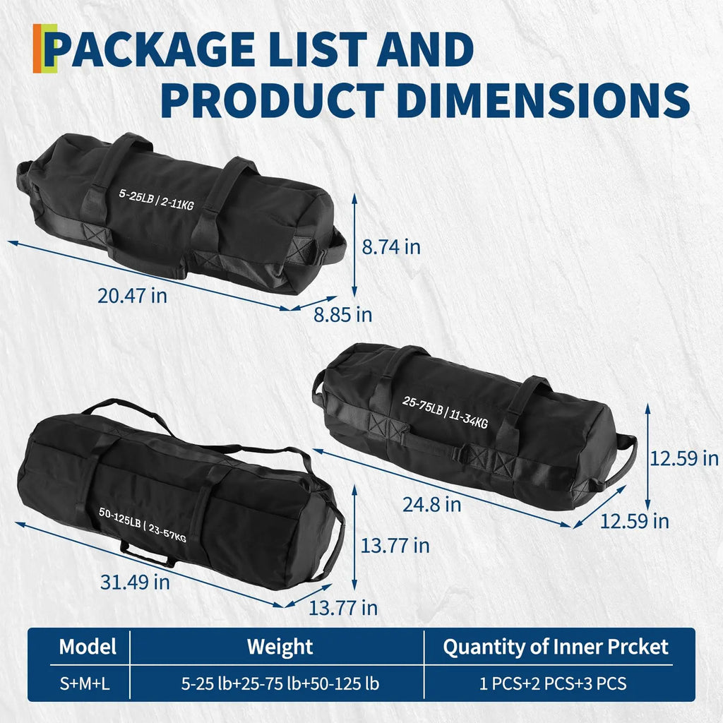 Adjustable (Unfilled)Heavy Duty Sandbags with Handles for Strength and Full Body Workouts