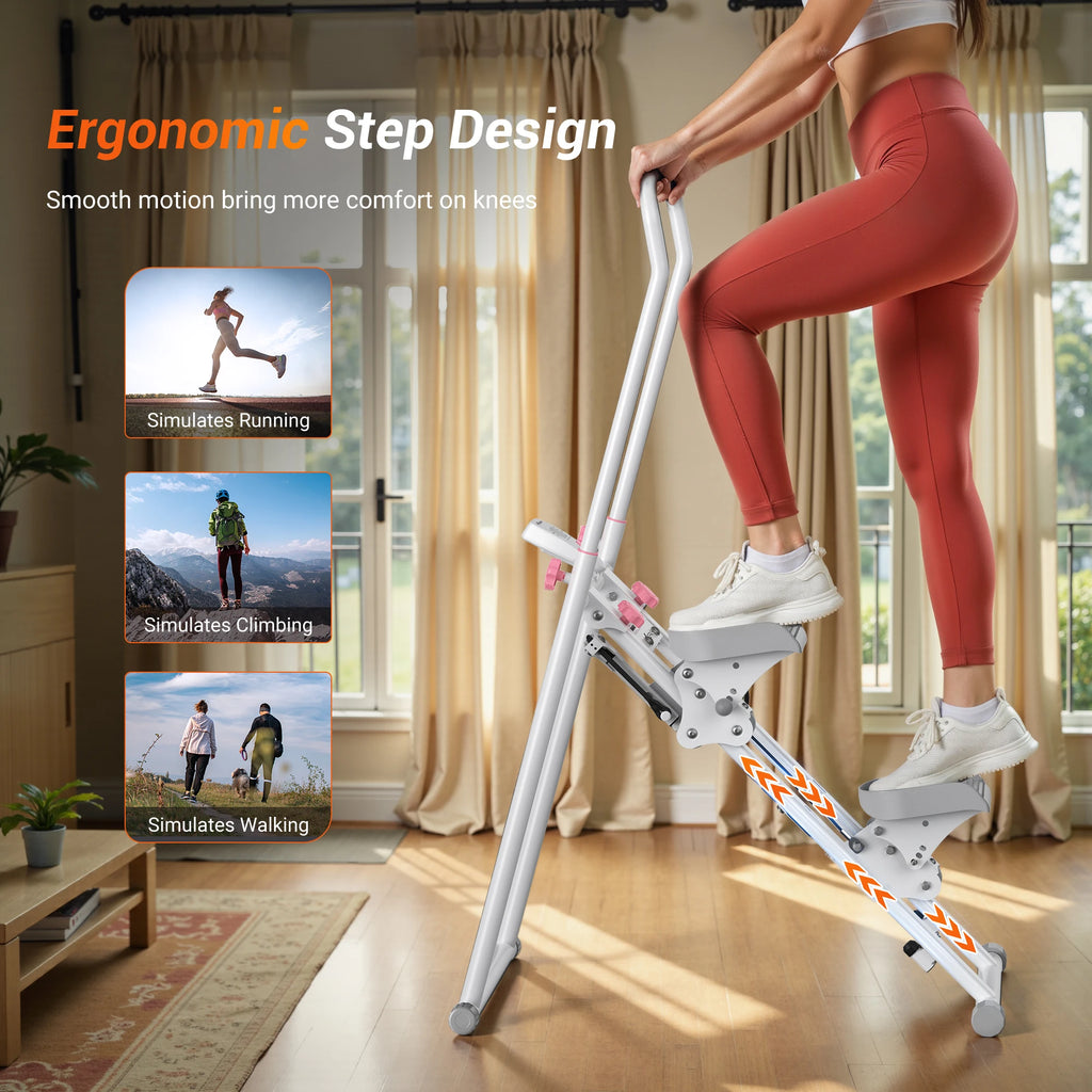 Stair Stepper for Home Gym offering a Full Body Workout with a Compact Folding Design Extended Step Range and Adjustable Handlebar and Pedals