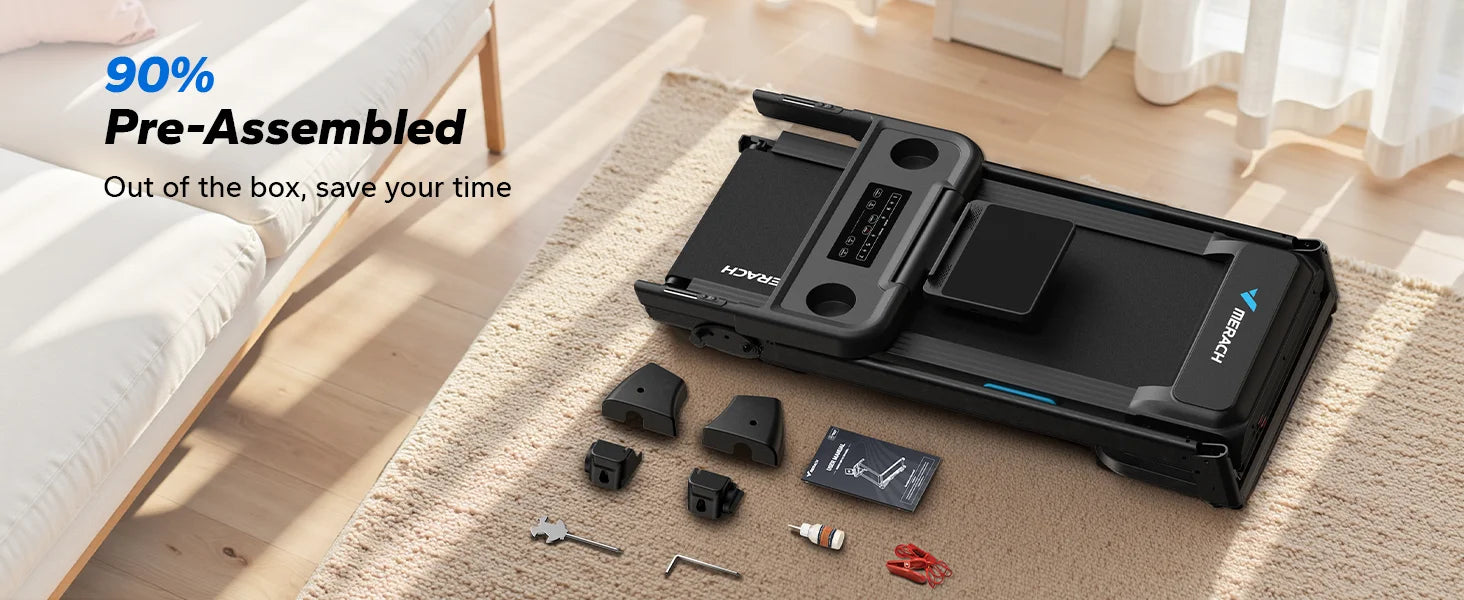 Foldable Treadmill with Incline, Quiet Double‑Deck Technology, 4‑Point Silicone Shock Cushion, Heart Rate Monitoring