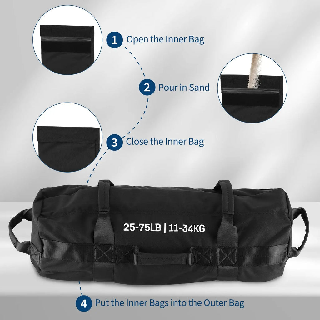 Adjustable (Unfilled)Heavy Duty Sandbags with Handles for Strength and Full Body Workouts