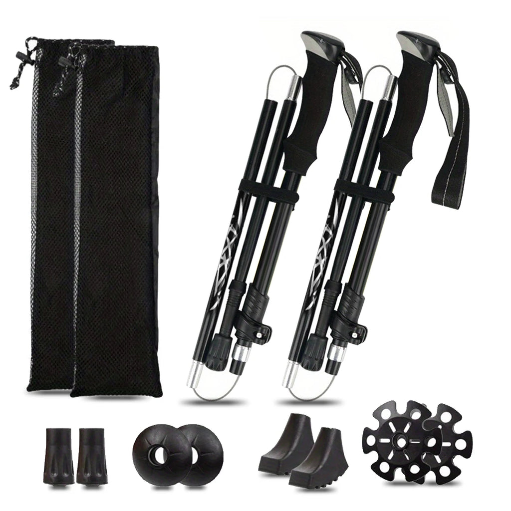 Ultralight Aluminum Alloy 5 Section Folding Trekking Pole for Hiking Mountaineering and Walking