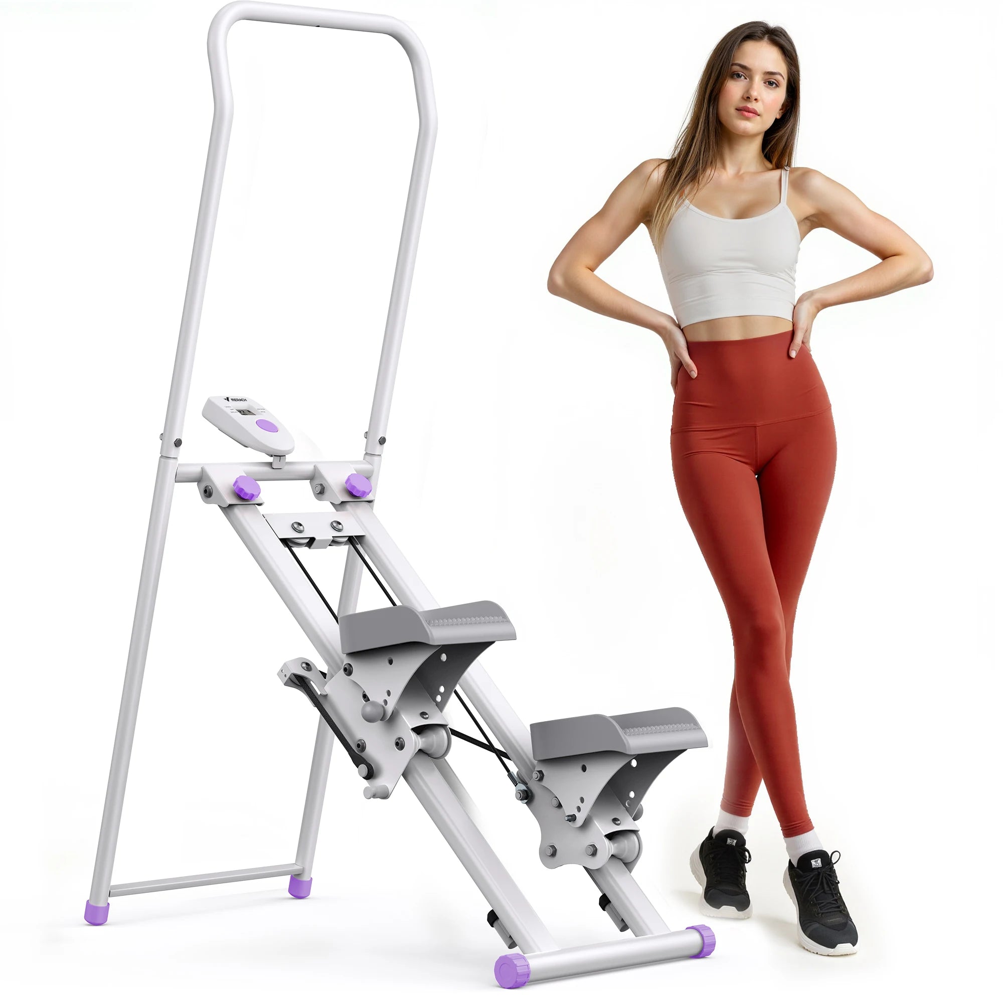 Stair Stepper for Home Gym offering a Full Body Workout with a Compact Folding Design Extended Step Range and Adjustable Handlebar and Pedals