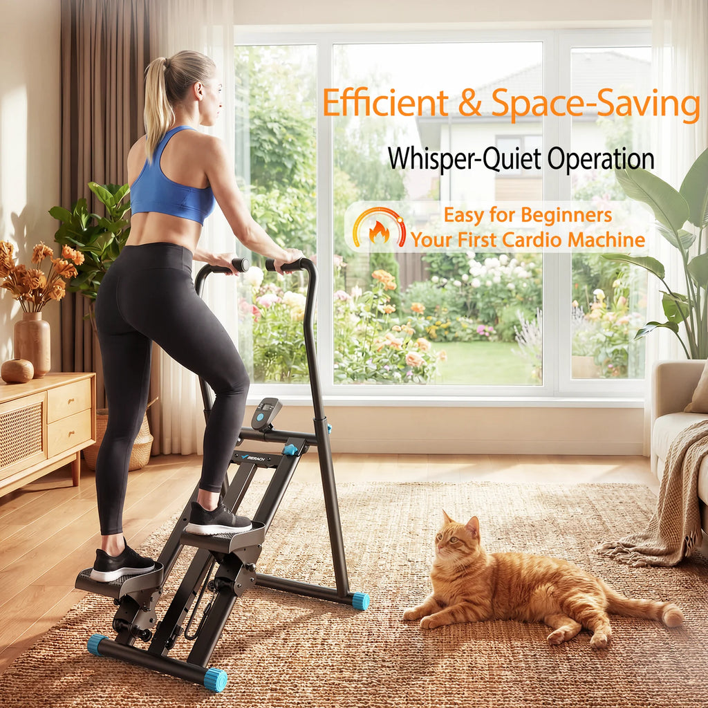 Stair Stepper Foldable Full Body Workout Silent Multi Functional Adjustable Fitness Climbing Machine for Home Exercise Running