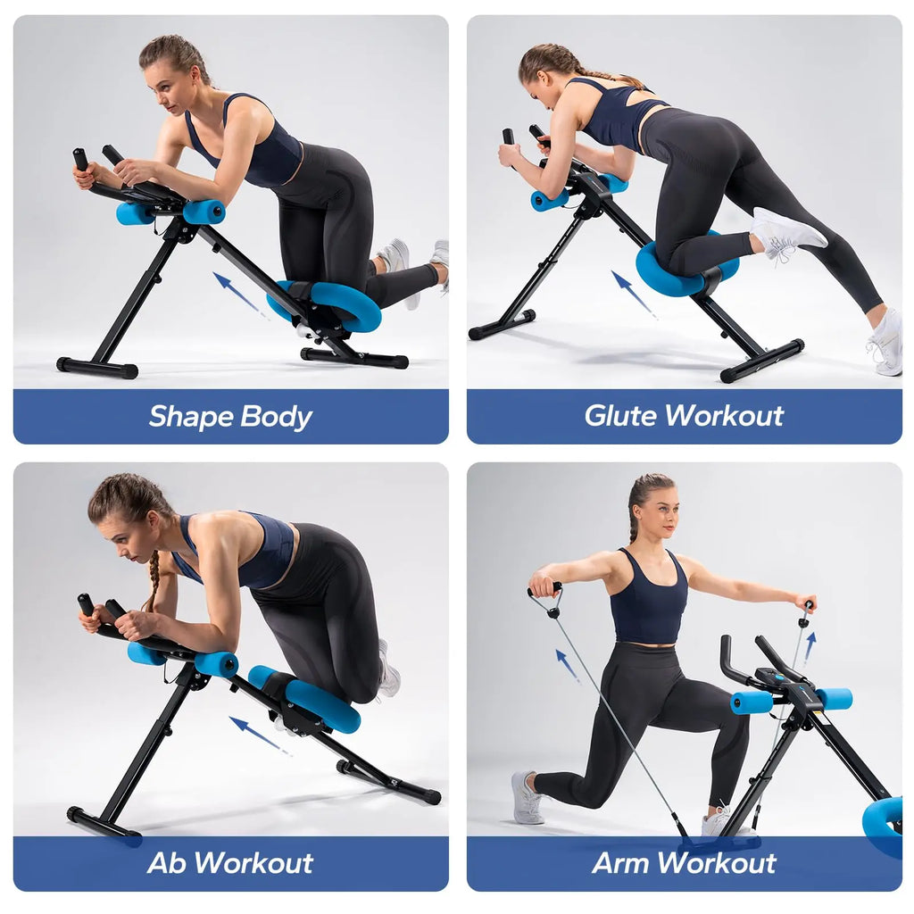 Adjustable Ab Machine – Foldable Ab Workout Equipment with Knee Protection & LCD Display for Home Gym Core Training
