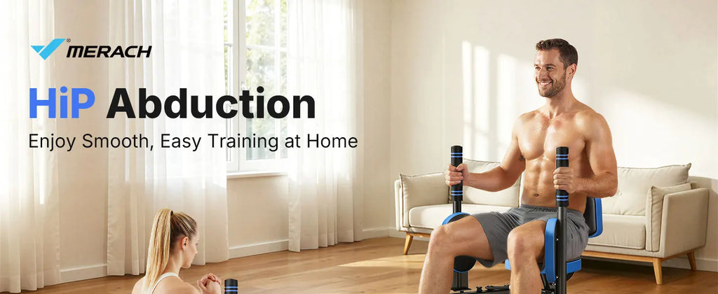Hip Abductor and Adductor Trainer Adjustable Resistance Glute and Inner Thigh Workout Machine for Home Gym featuring Dual Foot Bar 360 Degree Rotating Leg Pads and Bands