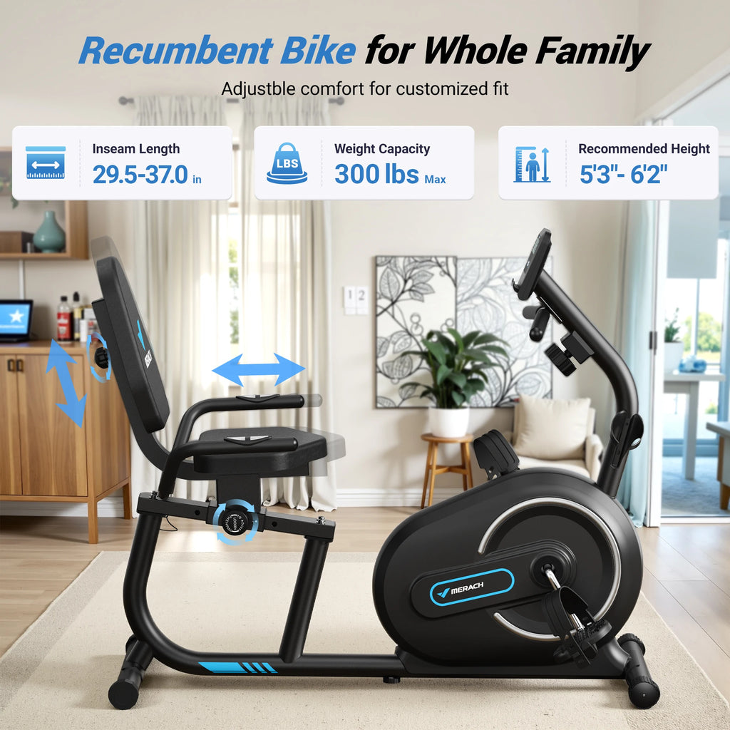 Recumbent Exercise Bike for Home Smart Bluetooth with Exclusive App Connectivity LCD Display Heart Rate Handles Magnetic Recumbent Bike