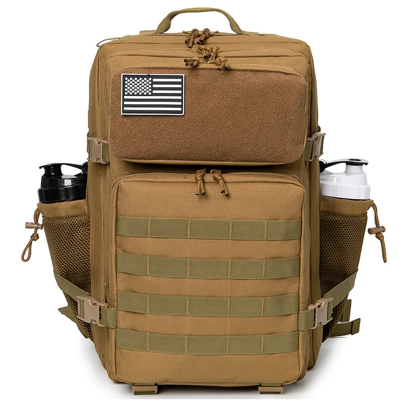 45L Tactical Backpack Survival Bag Hunting MOLLE Backpack Gym Men EDC Outdoor Hiking Rucksack with Bottle Holder