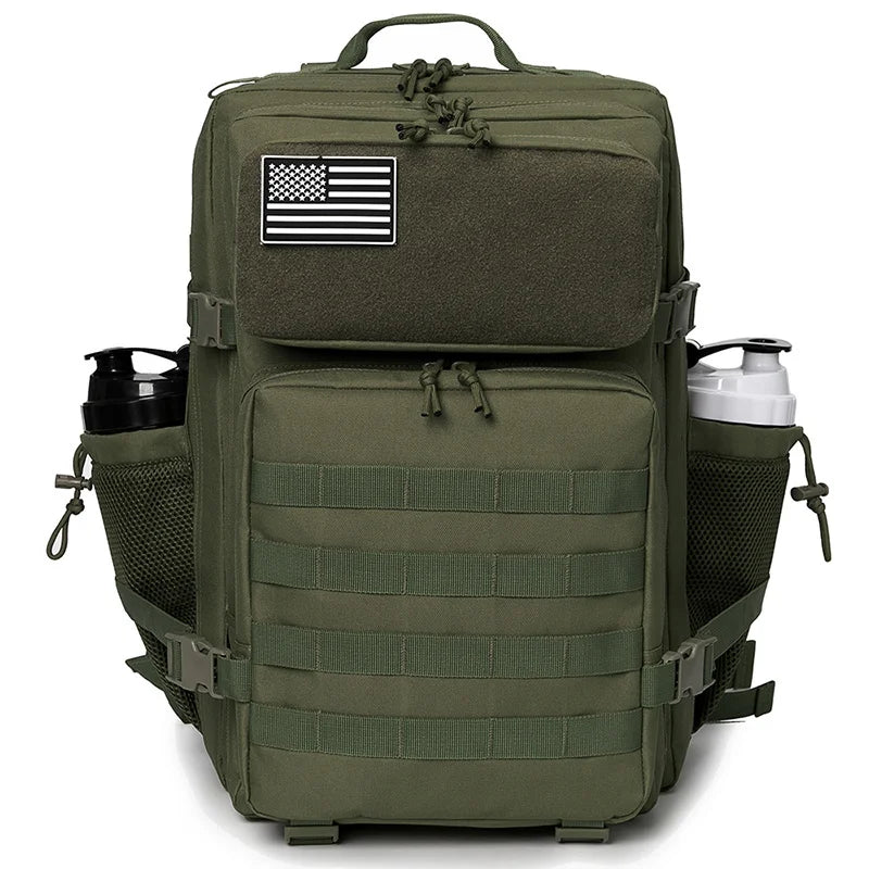 45L Tactical Backpack Survival Bag Hunting MOLLE Backpack Gym Men EDC Outdoor Hiking Rucksack with Bottle Holder