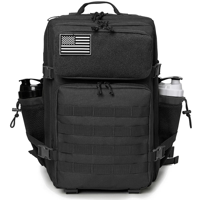 45L Tactical Backpack Survival Bag Hunting MOLLE Backpack Gym Men EDC Outdoor Hiking Rucksack with Bottle Holder