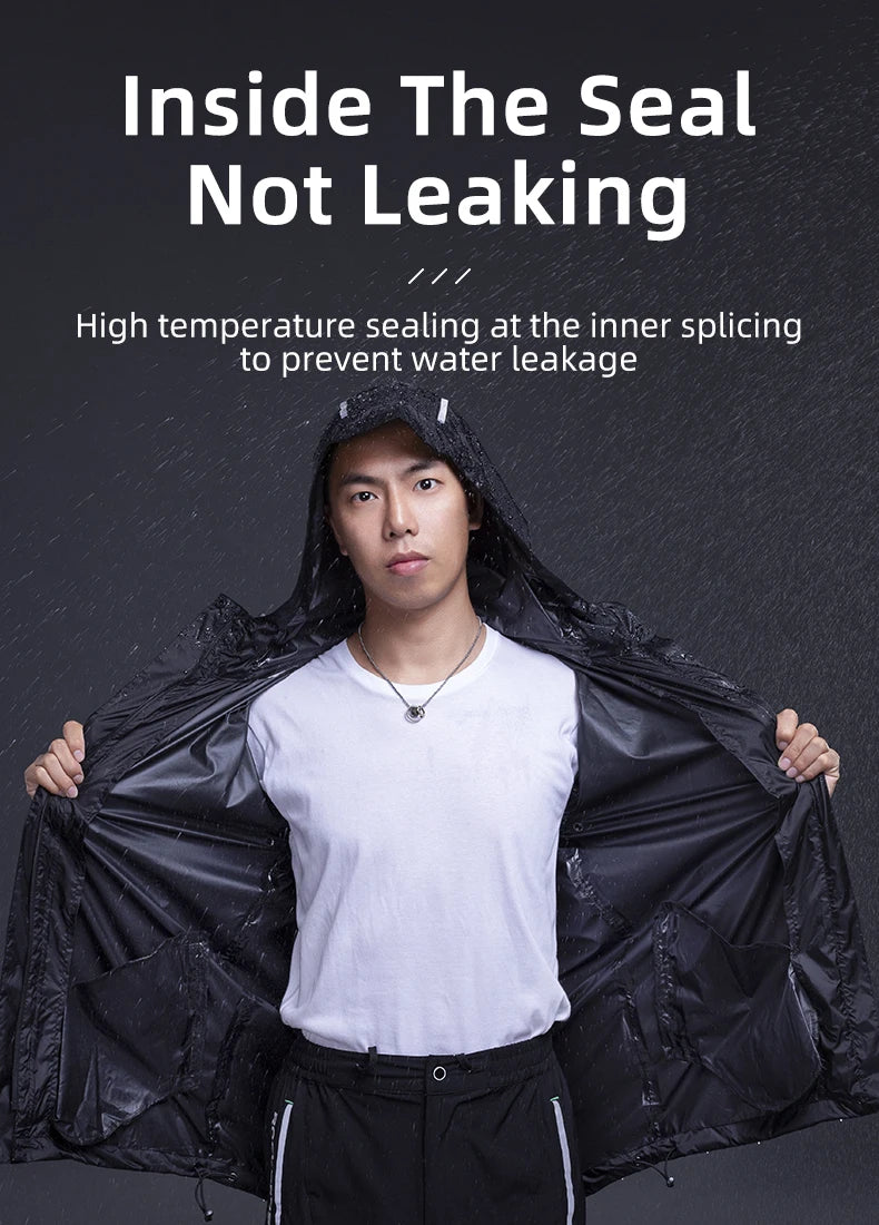 Cycling Raincoat Outdoor Rain Jacket Men Breathable Reflective Hooded Waterproof Windbreaker