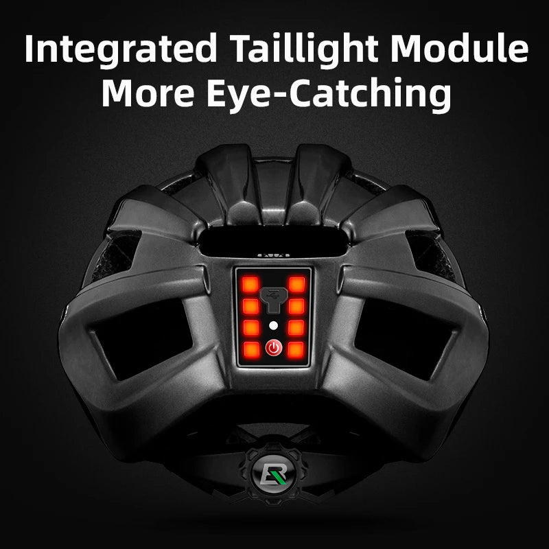 Bicycle Helmet with LED Rear Light Rechargeable Integrally Molded Cycling Helmet for MTB and Road Bike Riding