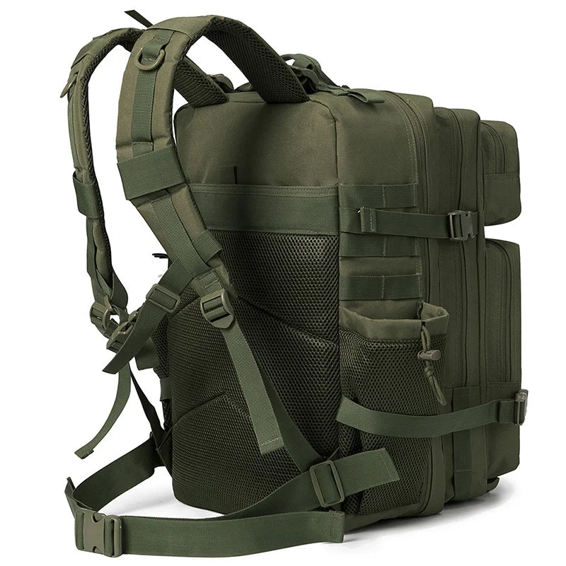 45L Tactical Backpack Survival Bag Hunting MOLLE Backpack Gym Men EDC Outdoor Hiking Rucksack with Bottle Holder