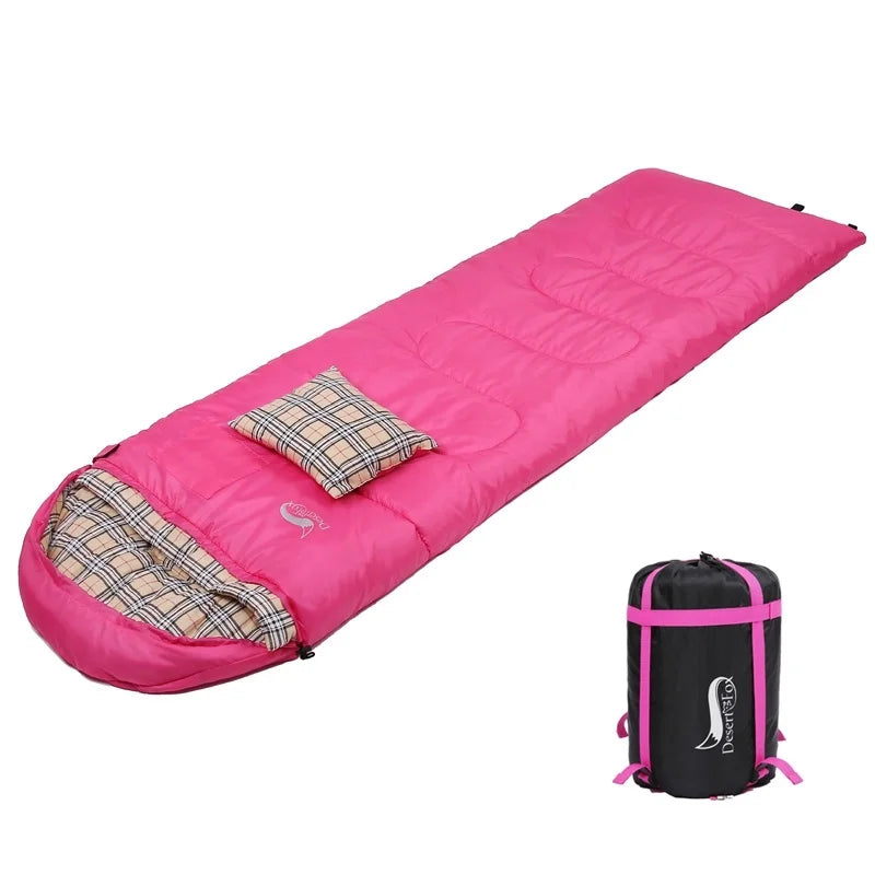 Soft Flannel Sleeping Bag with Pillow for Adults and Kids, Winter‑Ready Warm Lining, Hiking and Camping Bag with Carry Sack