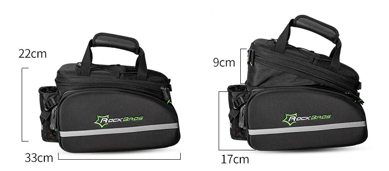 ROCKBROS 3‑in‑1 Bike Panniers, Waterproof 35L Rear Rack Trunk Bag for MTB and Road Cycling, Travel Luggage Cargo Bags