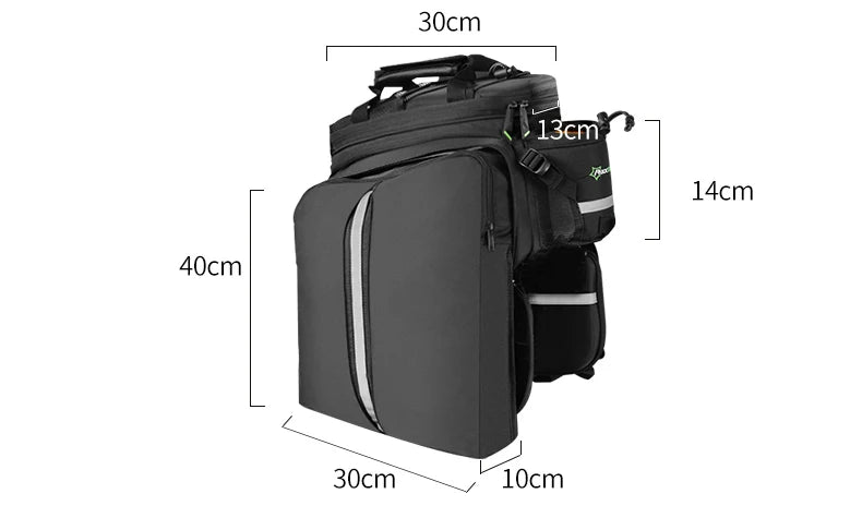 ROCKBROS 3‑in‑1 Bike Panniers, Waterproof 35L Rear Rack Trunk Bag for MTB and Road Cycling, Travel Luggage Cargo Bags