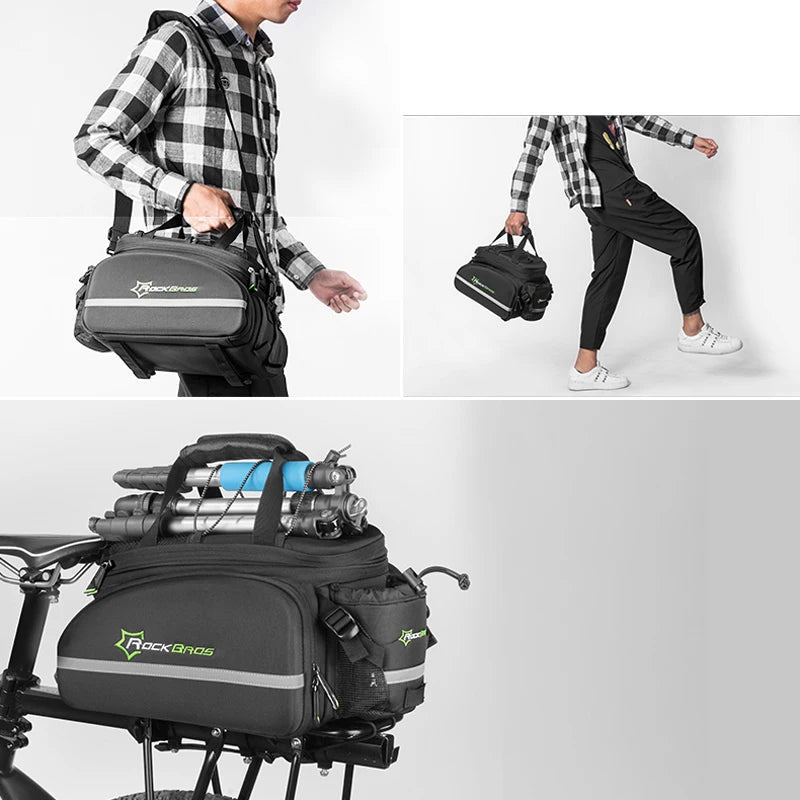 ROCKBROS 3‑in‑1 Bike Panniers, Waterproof 35L Rear Rack Trunk Bag for MTB and Road Cycling, Travel Luggage Cargo Bags