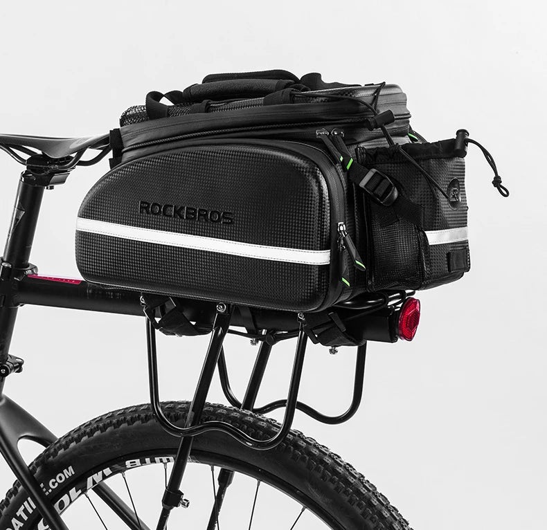 ROCKBROS 3‑in‑1 Bike Panniers, Waterproof 35L Rear Rack Trunk Bag for MTB and Road Cycling, Travel Luggage Cargo Bags