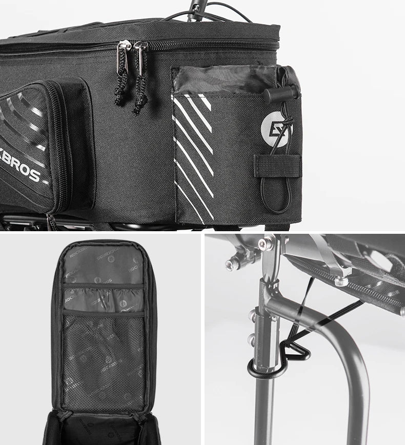 ROCKBROS 3‑in‑1 Bike Panniers, Waterproof 35L Rear Rack Trunk Bag for MTB and Road Cycling, Travel Luggage Cargo Bags