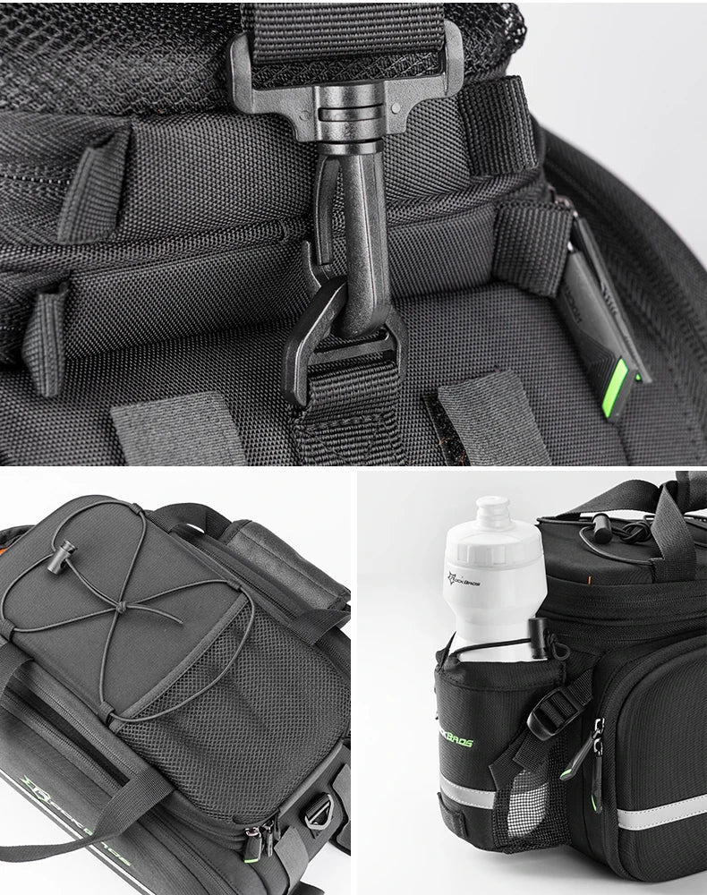 ROCKBROS 3‑in‑1 Bike Panniers, Waterproof 35L Rear Rack Trunk Bag for MTB and Road Cycling, Travel Luggage Cargo Bags