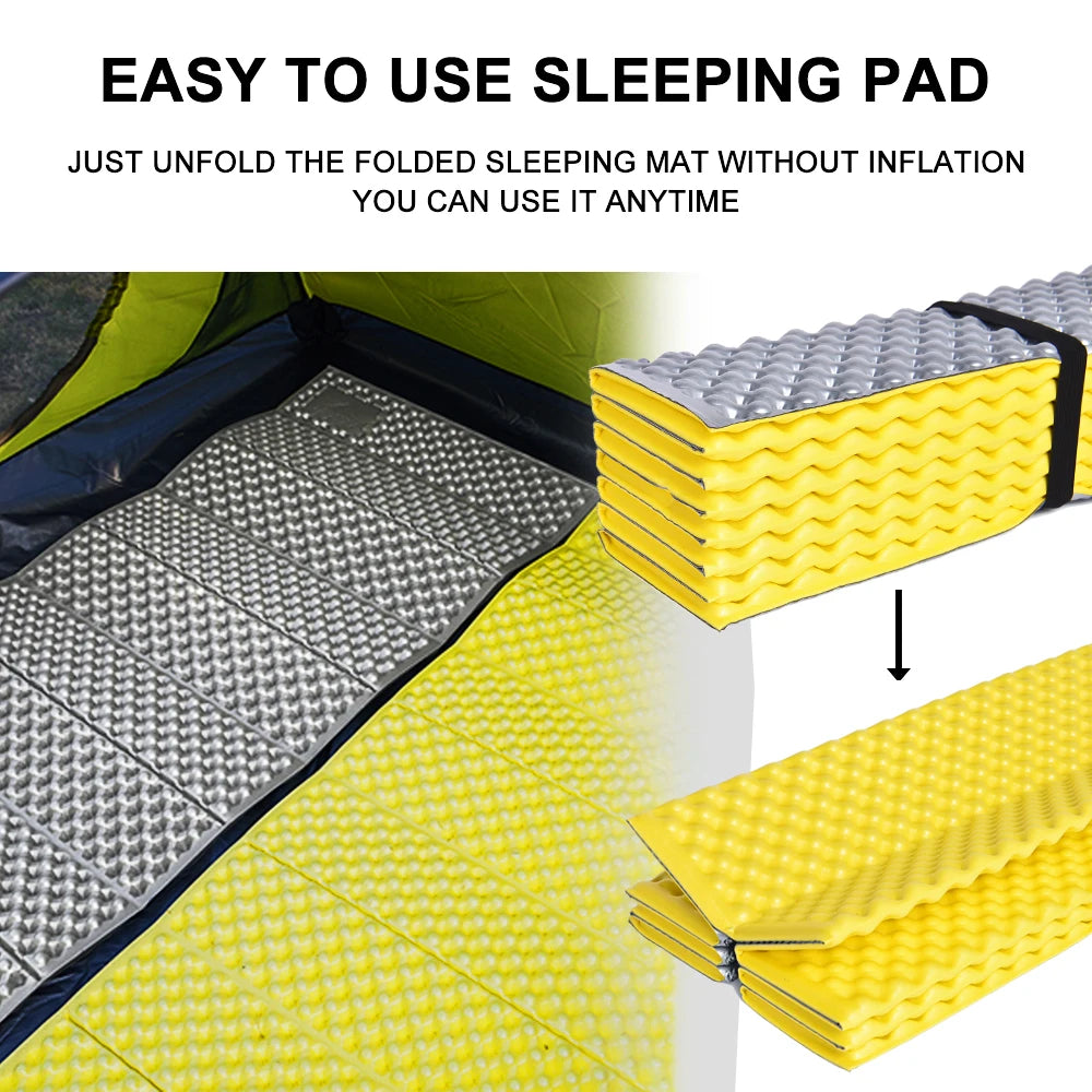 Camping Mat, Portable Sleeping Pad with Foam Cushioning, Waterproof and Moisture‑Proof Picnic Bed Mattress for Travel and Trekking