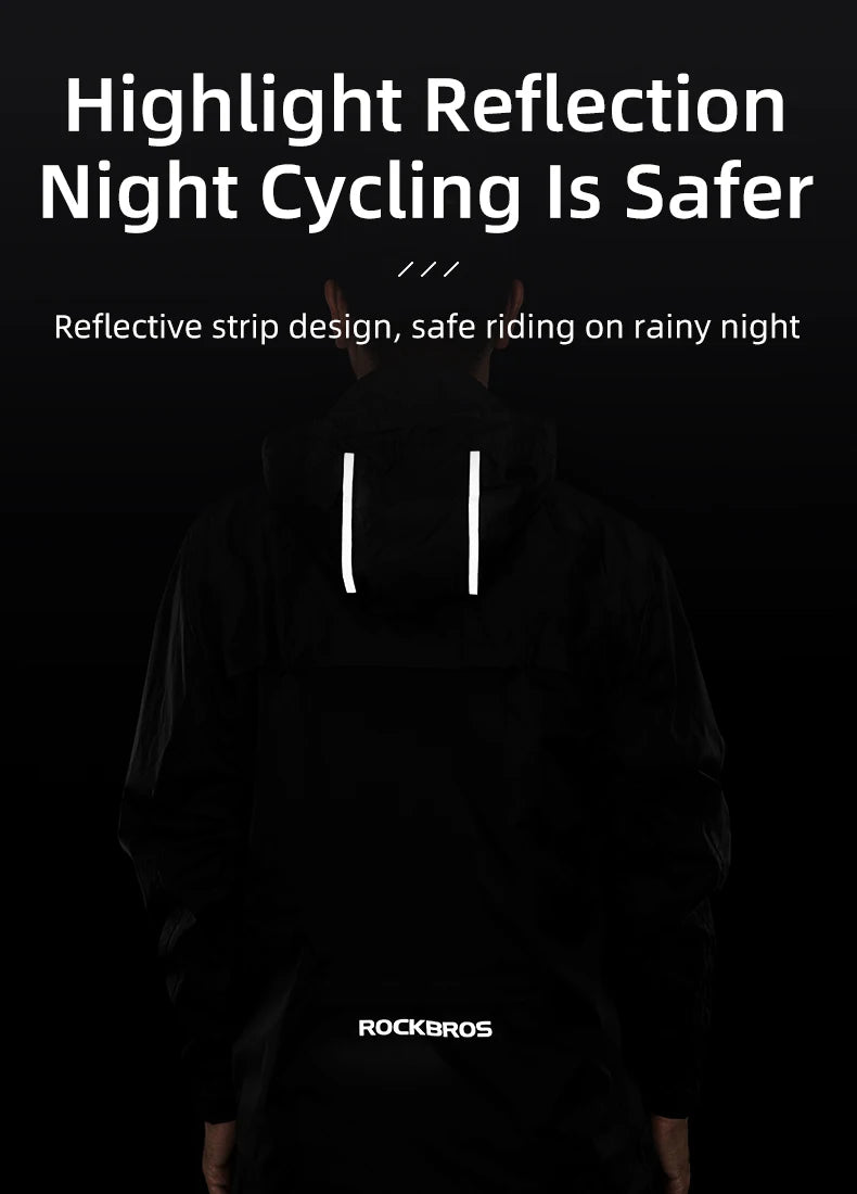 Cycling Raincoat Outdoor Rain Jacket Men Breathable Reflective Hooded Waterproof Windbreaker