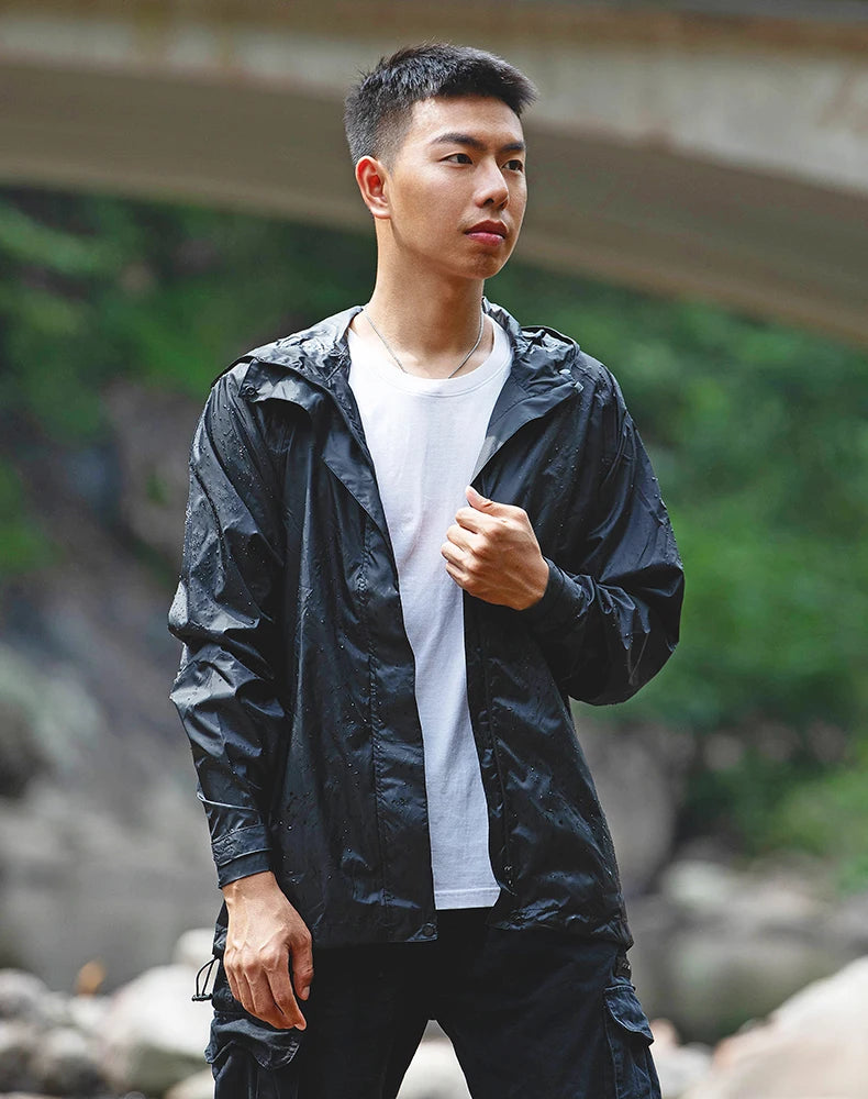Cycling Raincoat Outdoor Rain Jacket Men Breathable Reflective Hooded Waterproof Windbreaker