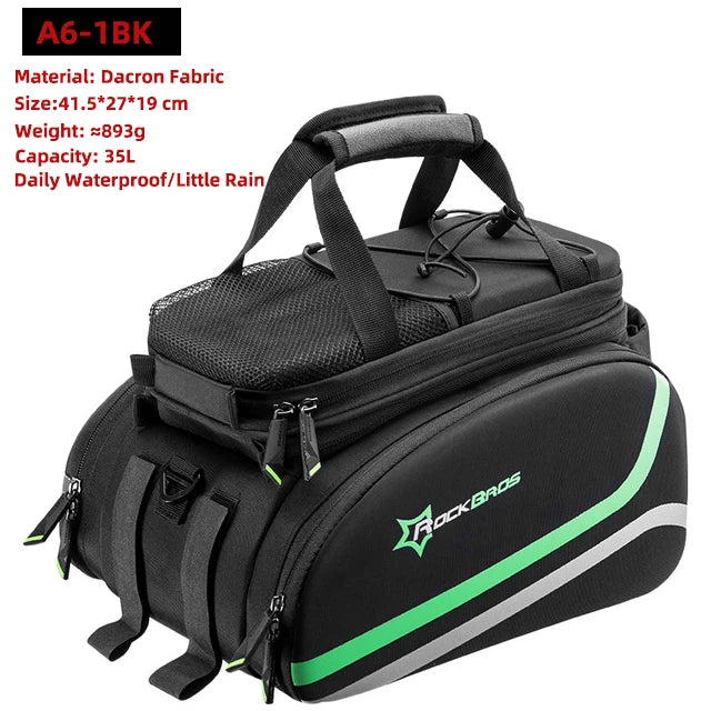 ROCKBROS 3‑in‑1 Bike Panniers, Waterproof 35L Rear Rack Trunk Bag for MTB and Road Cycling, Travel Luggage Cargo Bags
