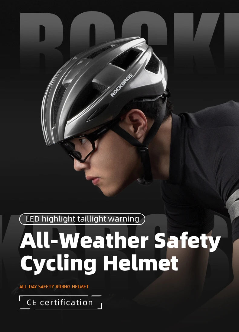 Bicycle Helmet with LED Rear Light Rechargeable Integrally Molded Cycling Helmet for MTB and Road Bike Riding