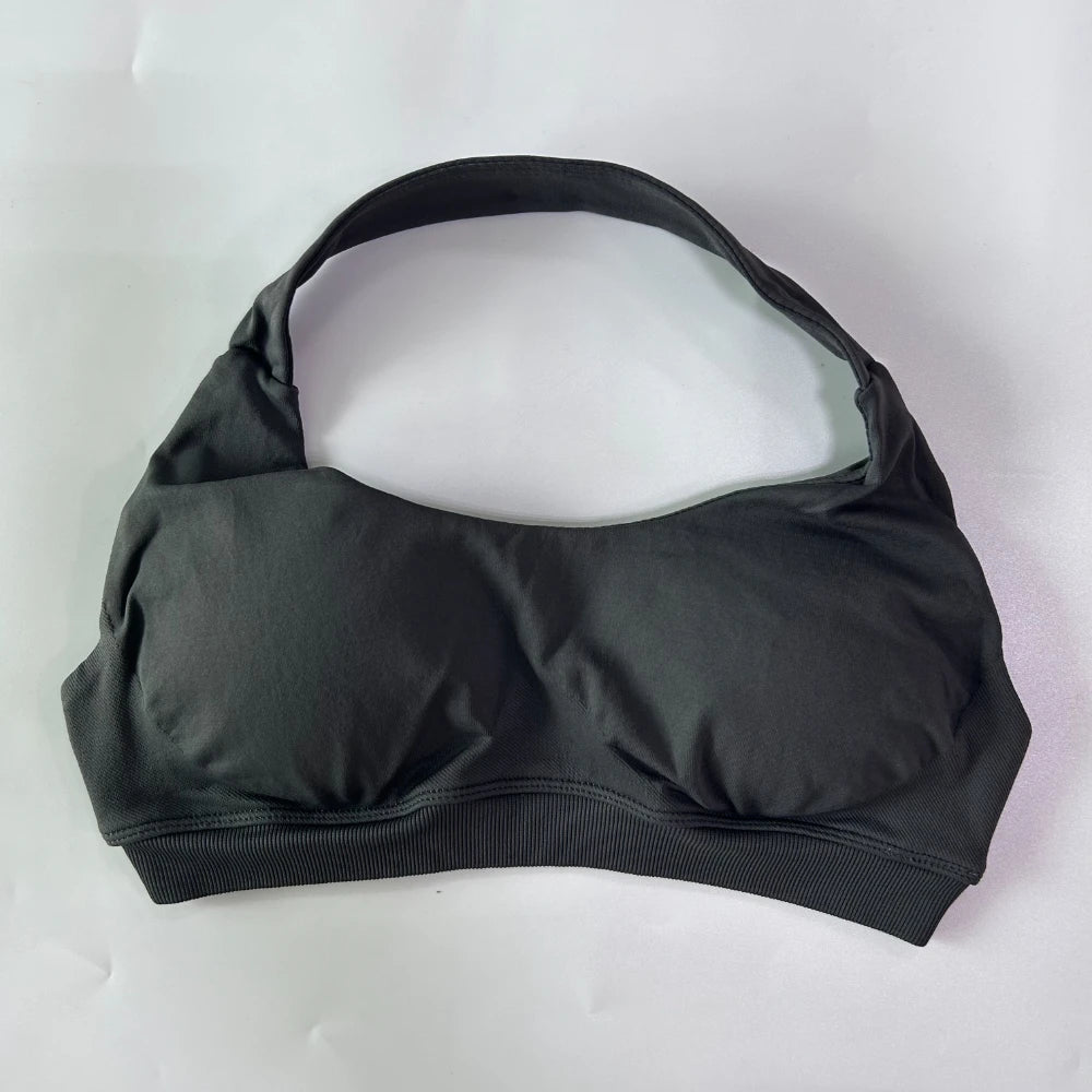 Women’s Yoga Bra Halter Neck Strap Open Back Medium Support Fitness Crop Top for Gym and Yoga