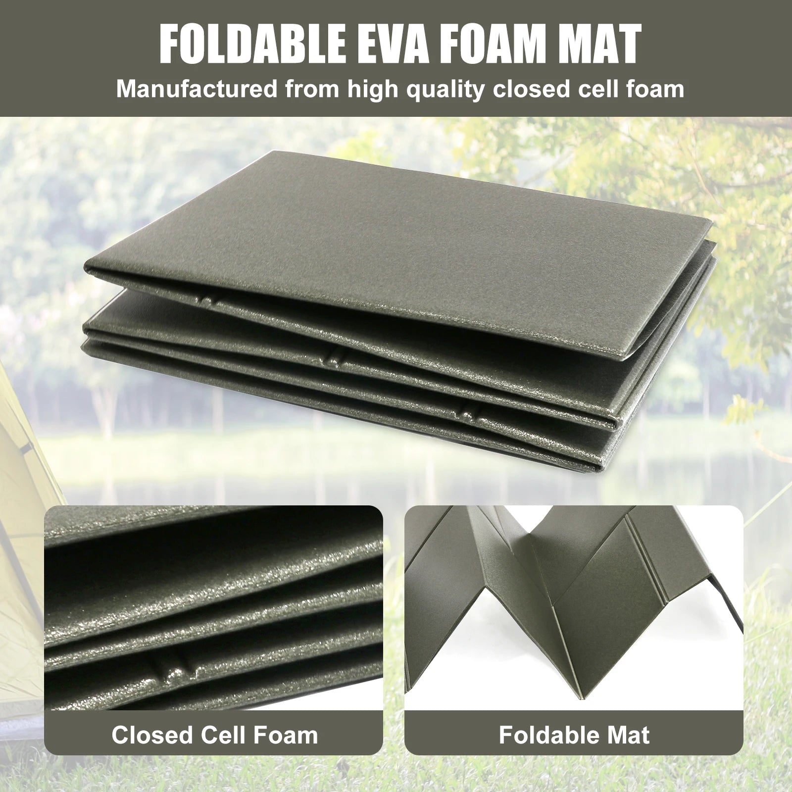 Tactical Foldable Sleeping Mat Waterproof Folding Thick Mechanic Pad Kneeling Mat for Garage Picnicking and Camping Outdoors