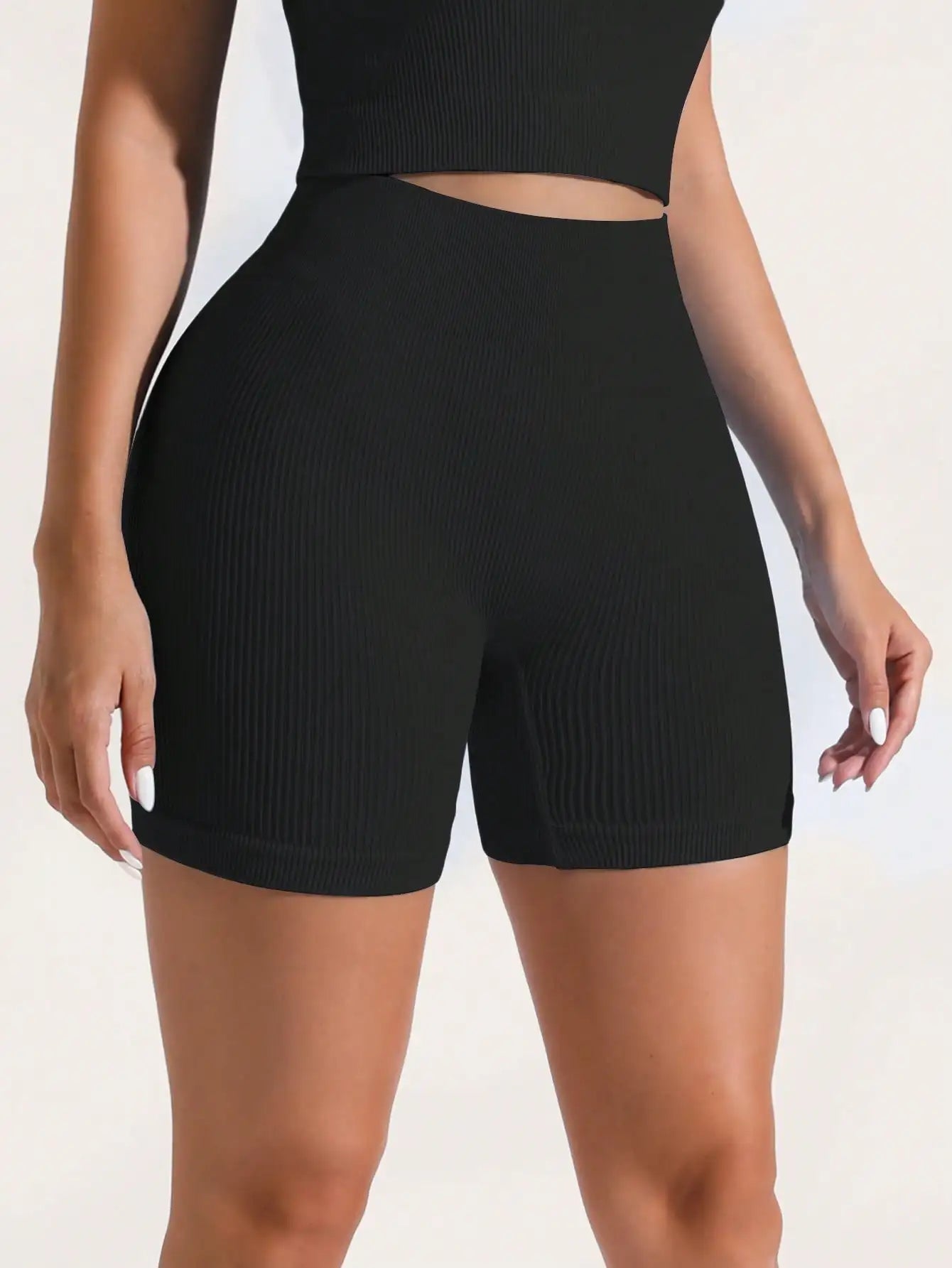 Women’s Shorts Outdoor Vacation Wear Solid Color High Waist Seamless Knit Comfortable Versatile for Sports Gym Running Tennis Yoga Pilates Casual Daily Wear Classic Ribbed Mesh