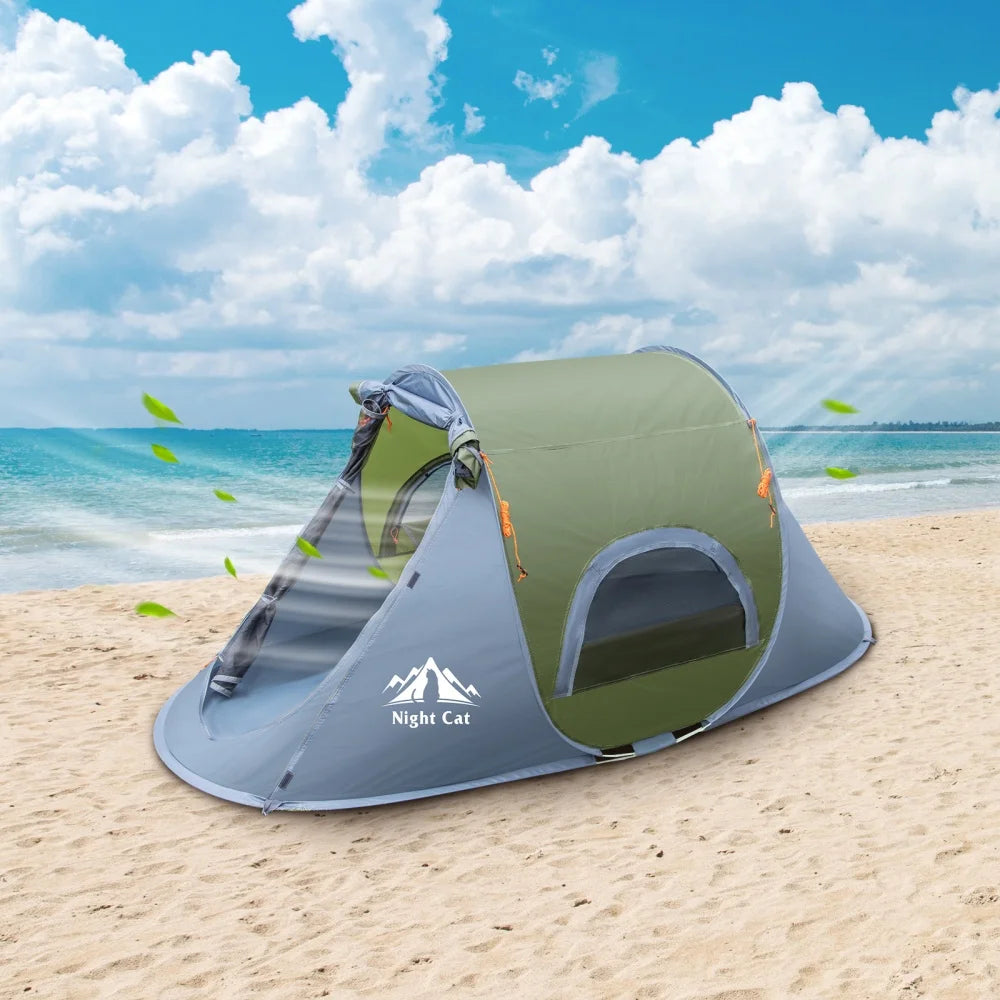 Night Cat Pop Up Camping Tent 1 Person Waterproof Instant Easy Setup Outdoor Tent for Camping Fishing Hiking Hunting