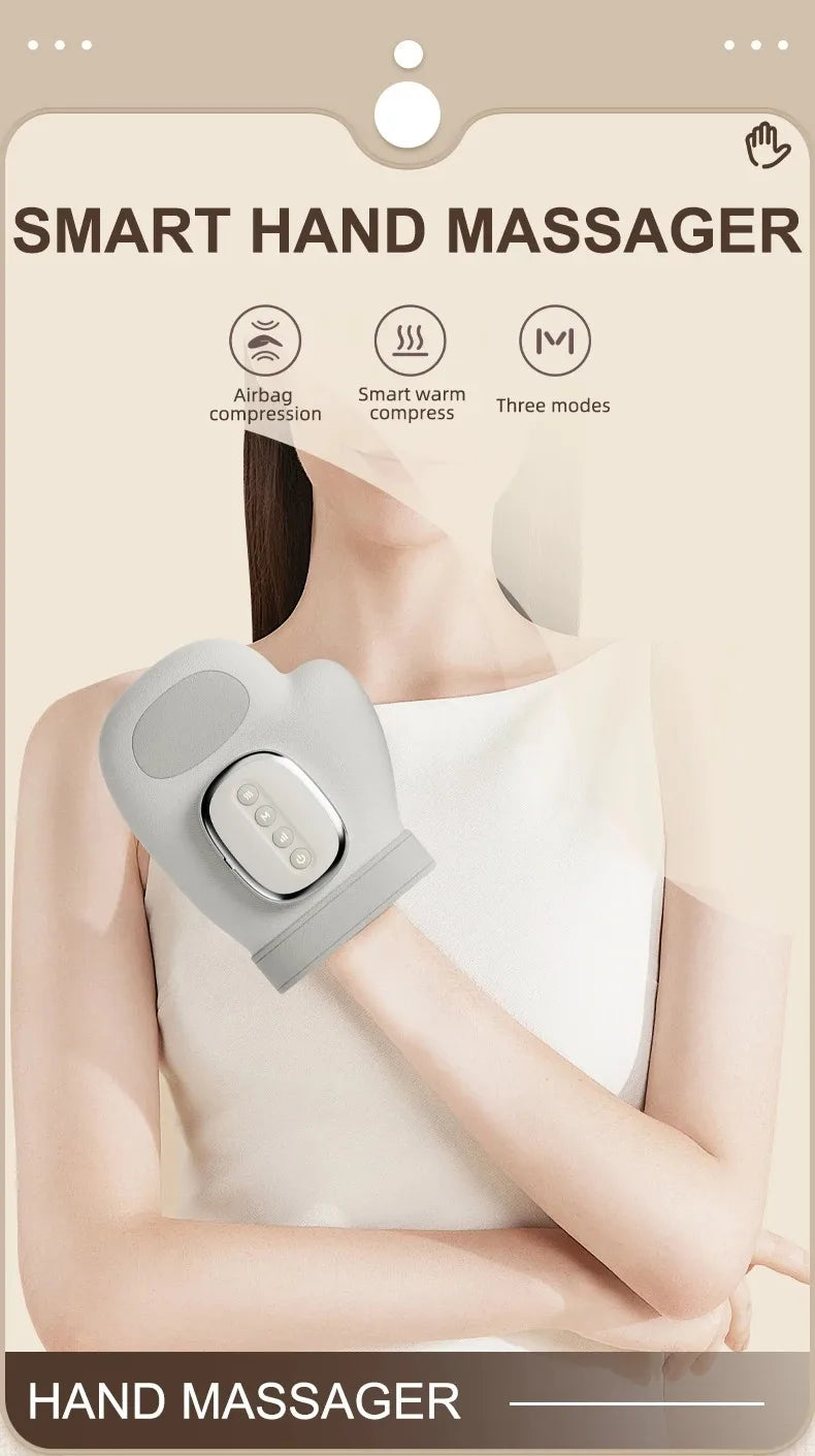 Hand Massager with Heat and Air Compression for Wrist Finger and Palm Relief Electric Kneading Massage Device