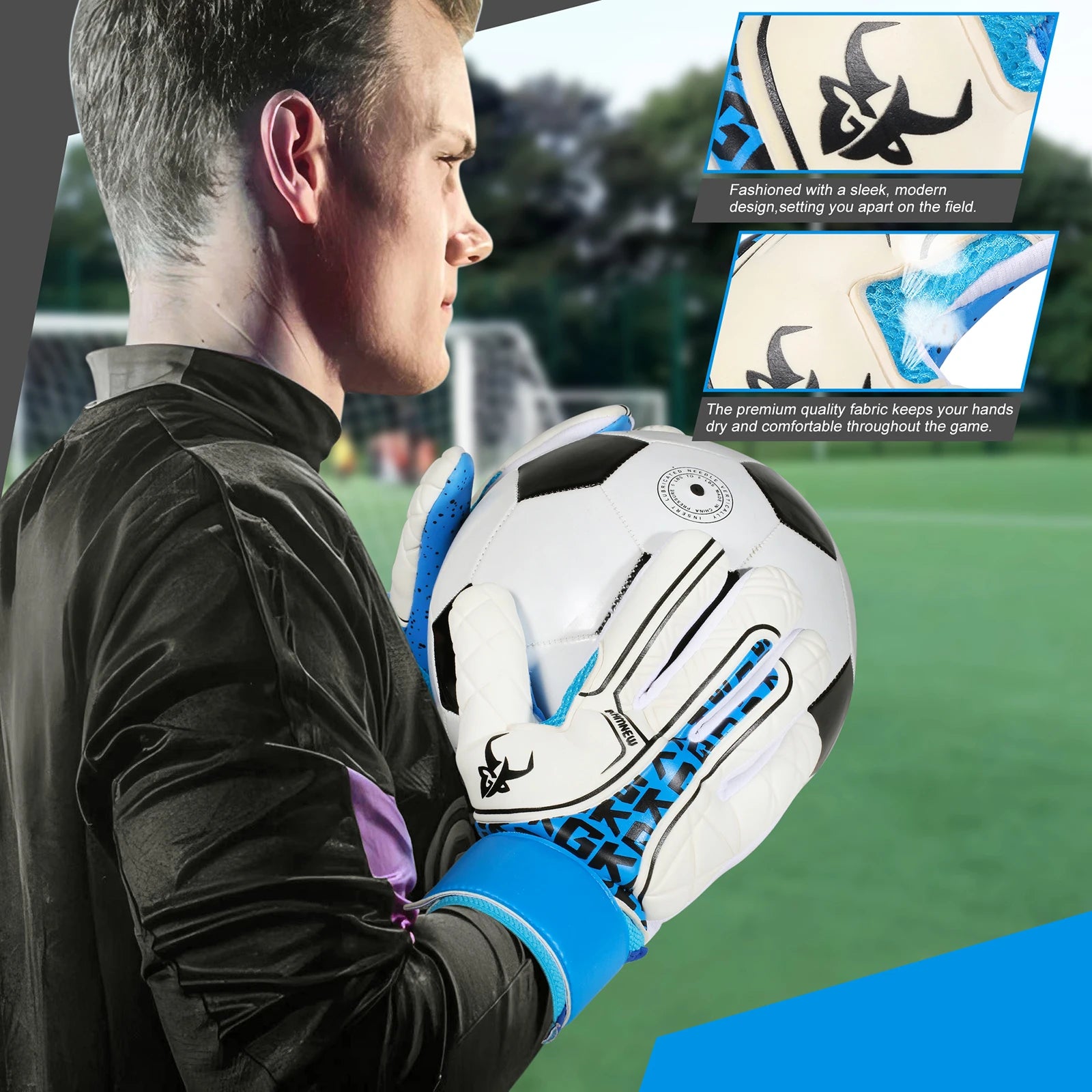 Soccer Goalie Gloves for Kids Boys Children and Adults with Strong Grip Palms
