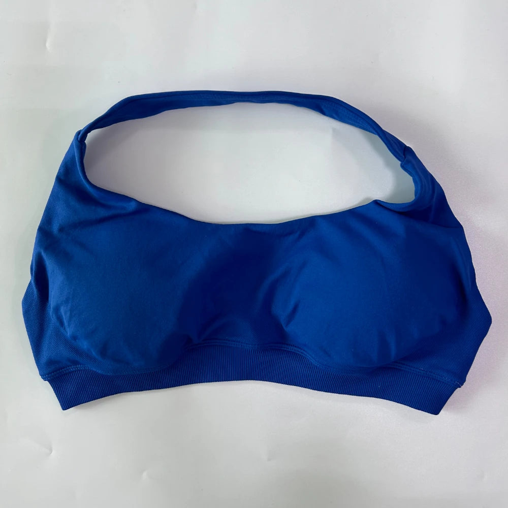 Women’s Yoga Bra Halter Neck Strap Open Back Medium Support Fitness Crop Top for Gym and Yoga