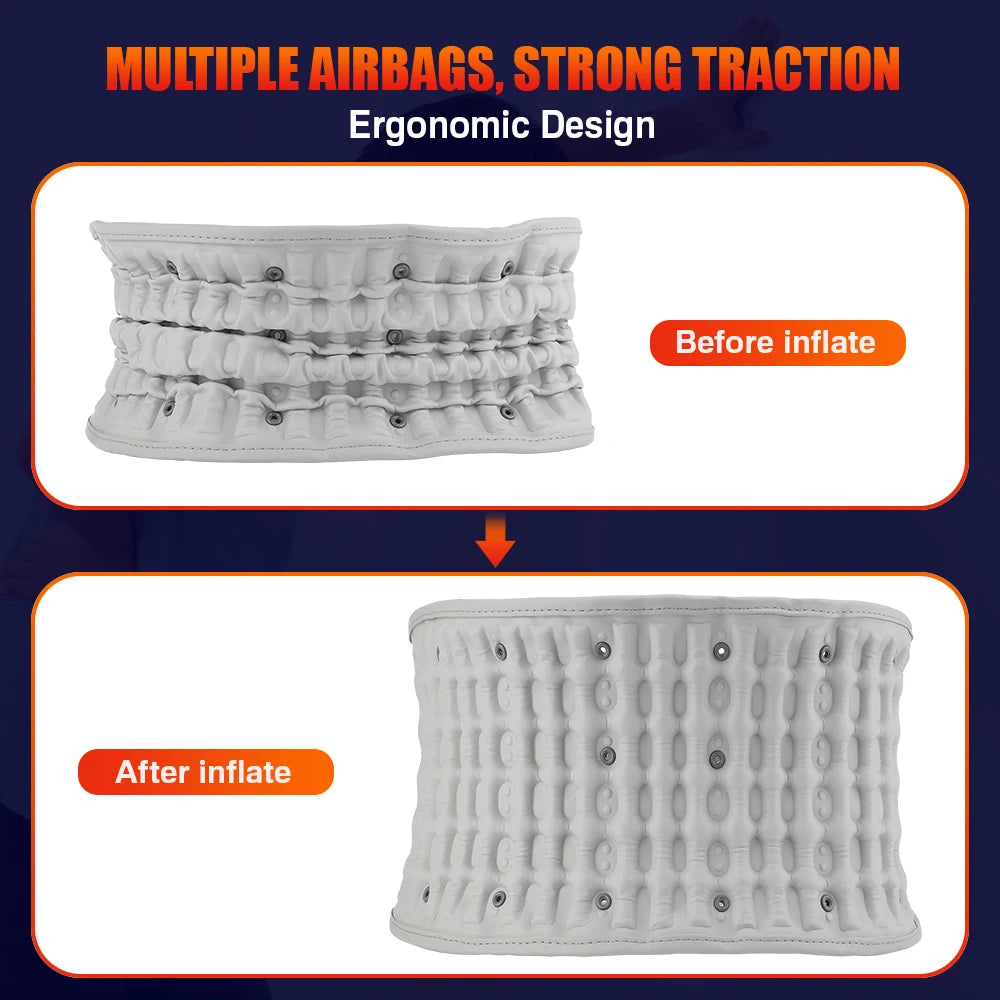 Inflatable Heating Massage Waist Belt Red Light Therapy Lumbar Support with Air Traction 5000mAh Rechargeable Design