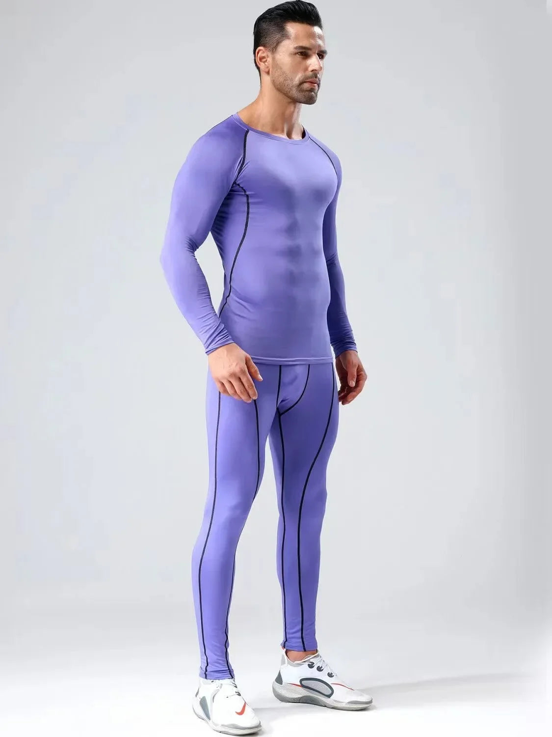 2pcs Men Compression Sportswear Suit Elastic Training Sports Yoga Sets Workout Jogging Fitness Clothing Tracksuit Pants Sporting