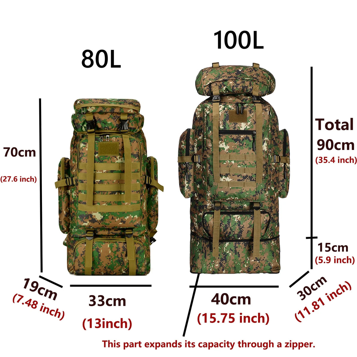 Large 80L 100L Mountaineering Backpack for Hiking Camping Travel and Tactical Outdoor Use