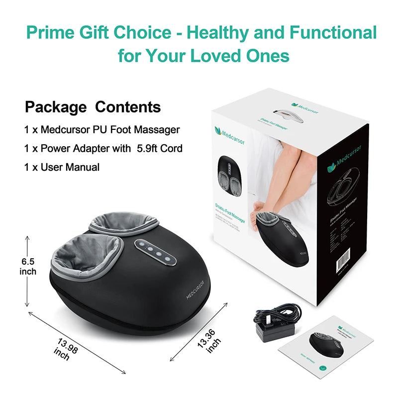 Shiatsu Foot Massager Machine with Heat, Roller Massage for Muscle Relaxation and Pain Relief, Electric Fully Wrapped Foot Massage