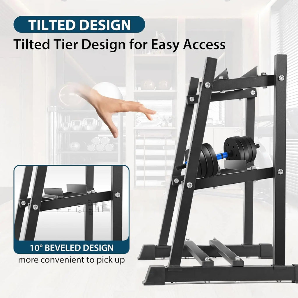 Heavy Duty Dumbbell Rack with Adjustable Storage for Home Gym Holds Up To 1100lbs
