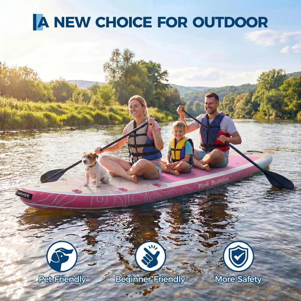 Extra Wide Stable Inflatable Stand Up Paddle Board for Adults and Youth, Ultra‑Light PVC with Non‑Slip EVA Deck, 450 lb Capacity, Adjustable Paddle, High‑Pressure Pump, and Backpack