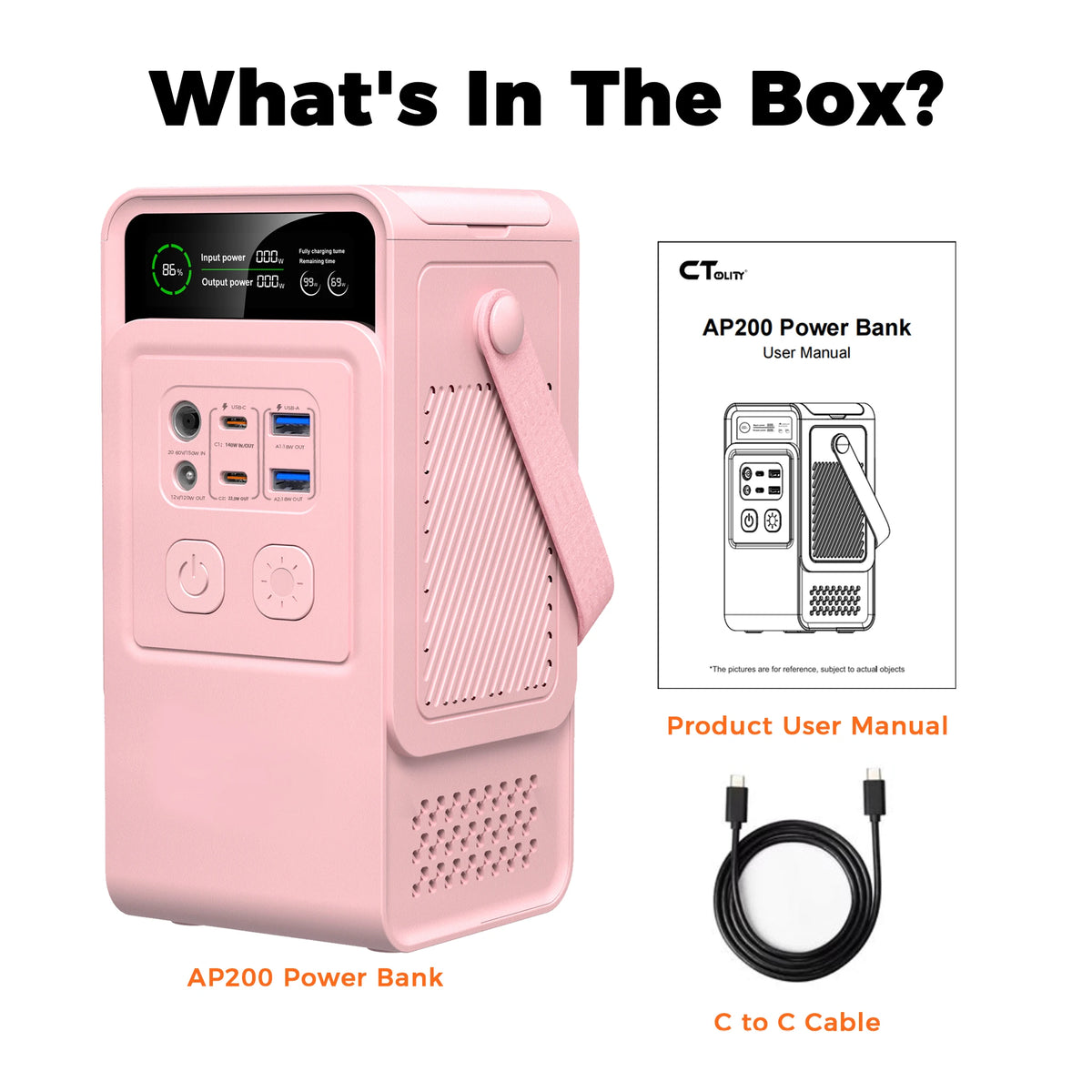 CTOLITY AP200 Portable Power Station 200W 192Wh 60000mAh LiFePO4 Energy Storage with Solar Charging Capability
