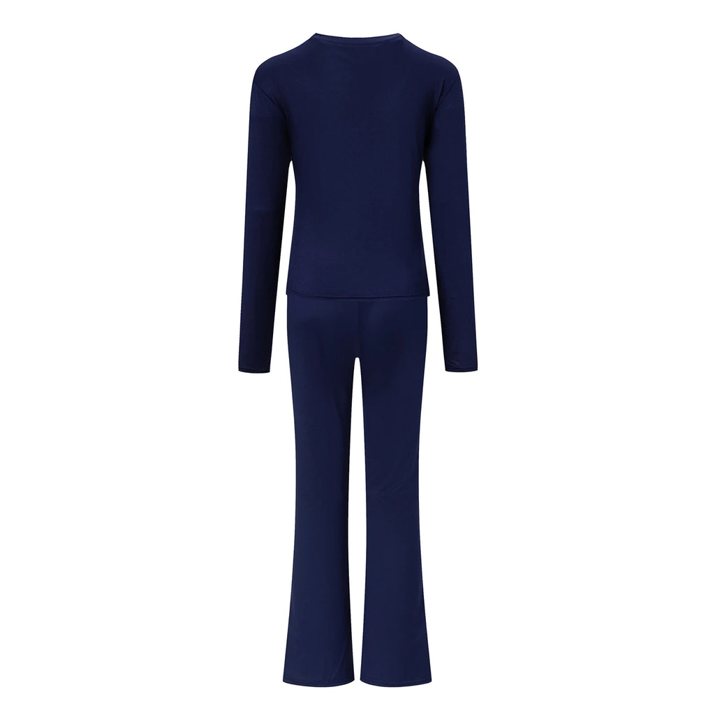 Autumn New Round Neck Short Fit Long Sleeve T Shirt Mildly Spicy Pants Casual Sports Yoga Two Piece Set Women’s Fashion